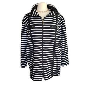 Women's Plus Black White Sports Jacket Full Zip 3X NWOT